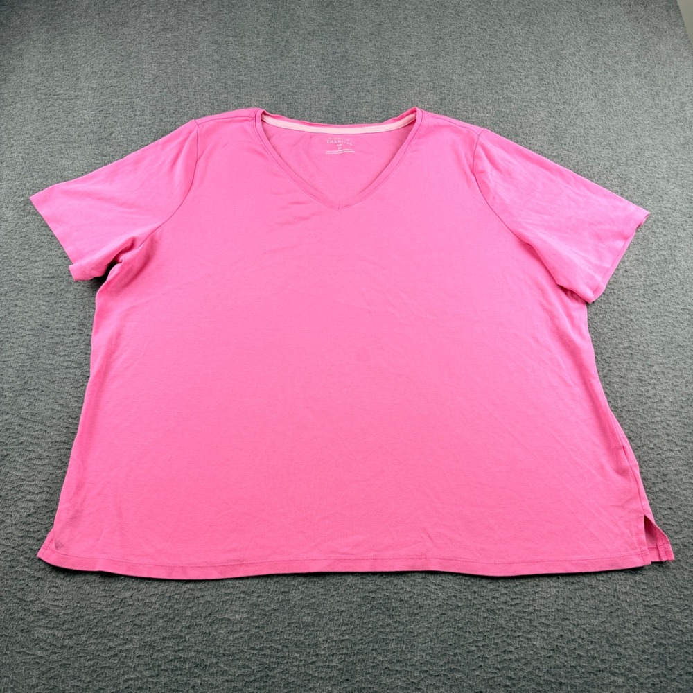 Talbots Tee Women's‎ 3X Plus Pink Pima Cotton V-Neck Short Sleeve Casual T-Shirt